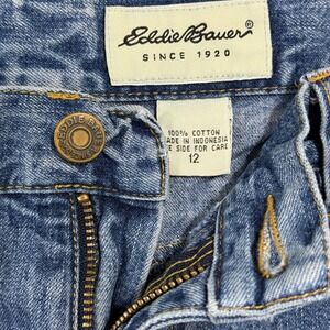 Eddie Bauer Woman's Blue Straight Leg High Waisted Cotton Jeans Size 12